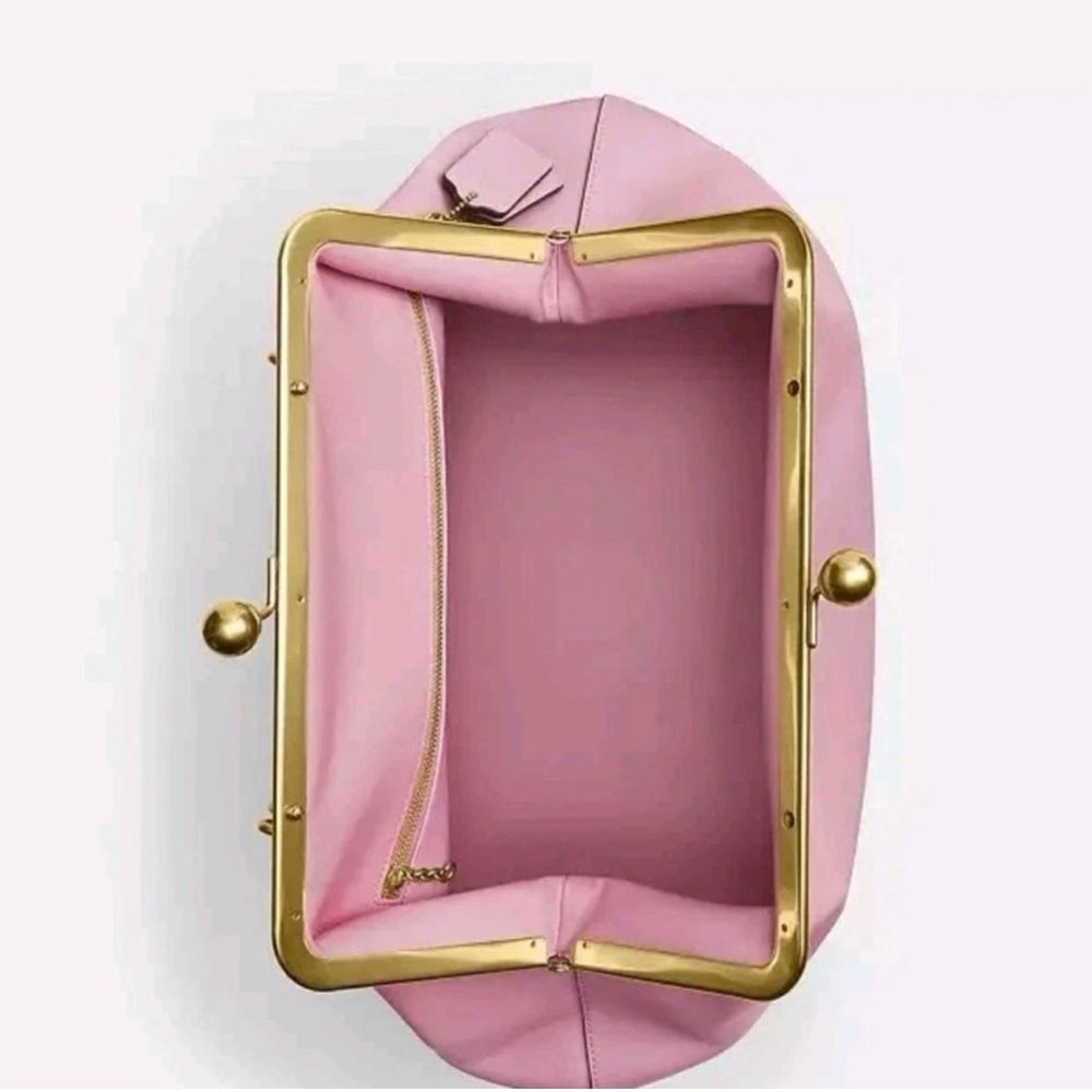 Chic Pink Clutch with Gold Accents